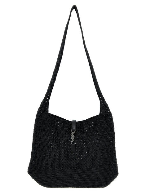 Saint Laurent Black Raffia Tote Bag