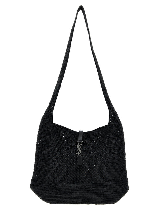 Saint Laurent Black Raffia Tote Bag