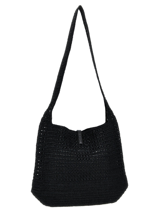 Saint Laurent Black Raffia Tote Bag