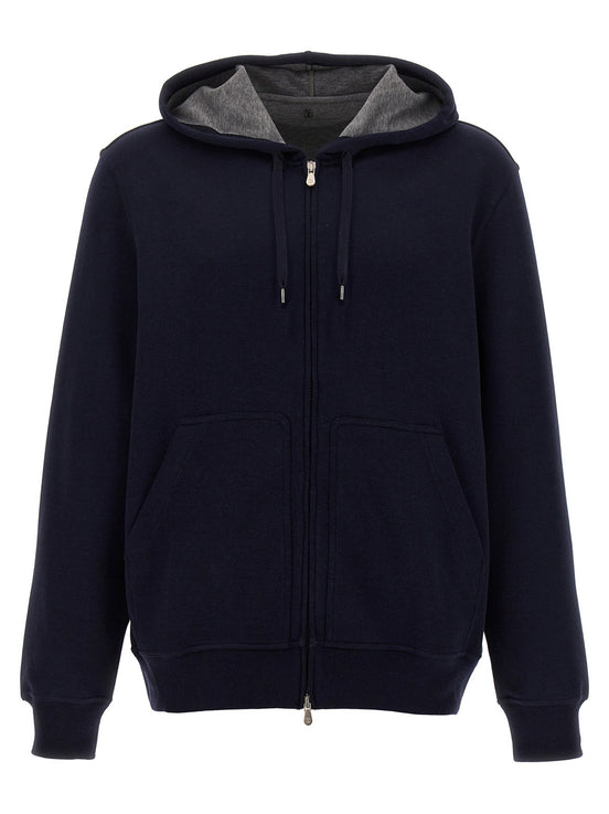 Brunello Cucinelli Blue Cotton Sweatshirt