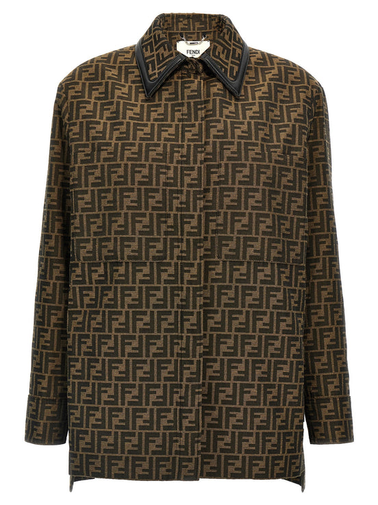 Fendi Brown Polyester Leather Jacket