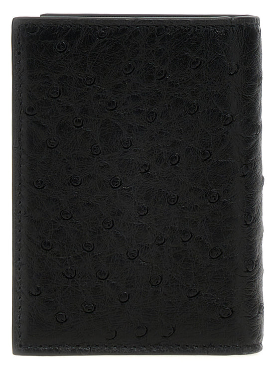 Valentino Garavani Black Ostrich Skin Cardholder