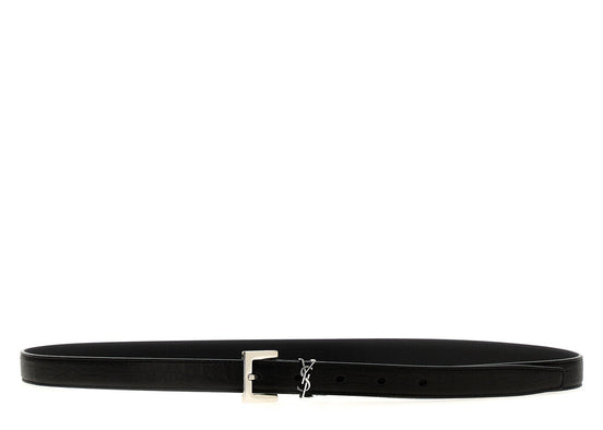 Saint Laurent Black Leather Regular Belt