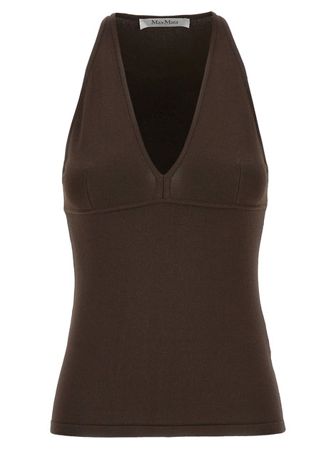 Max Mara Brown Viscose Sleeveles T-Shirt