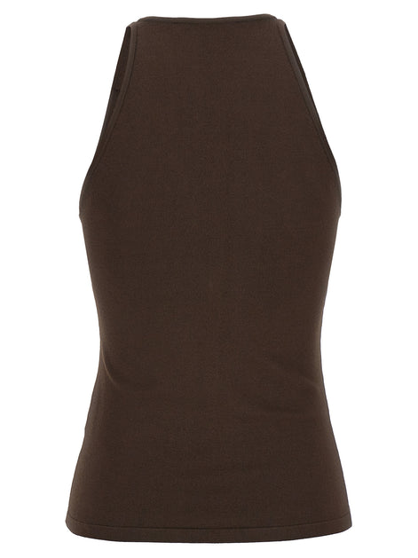 Max Mara Brown Viscose Sleeveles T-Shirt