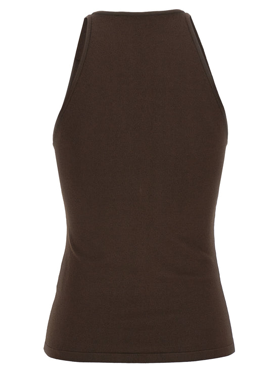 Max Mara Brown Viscose Sleeveles T-Shirt