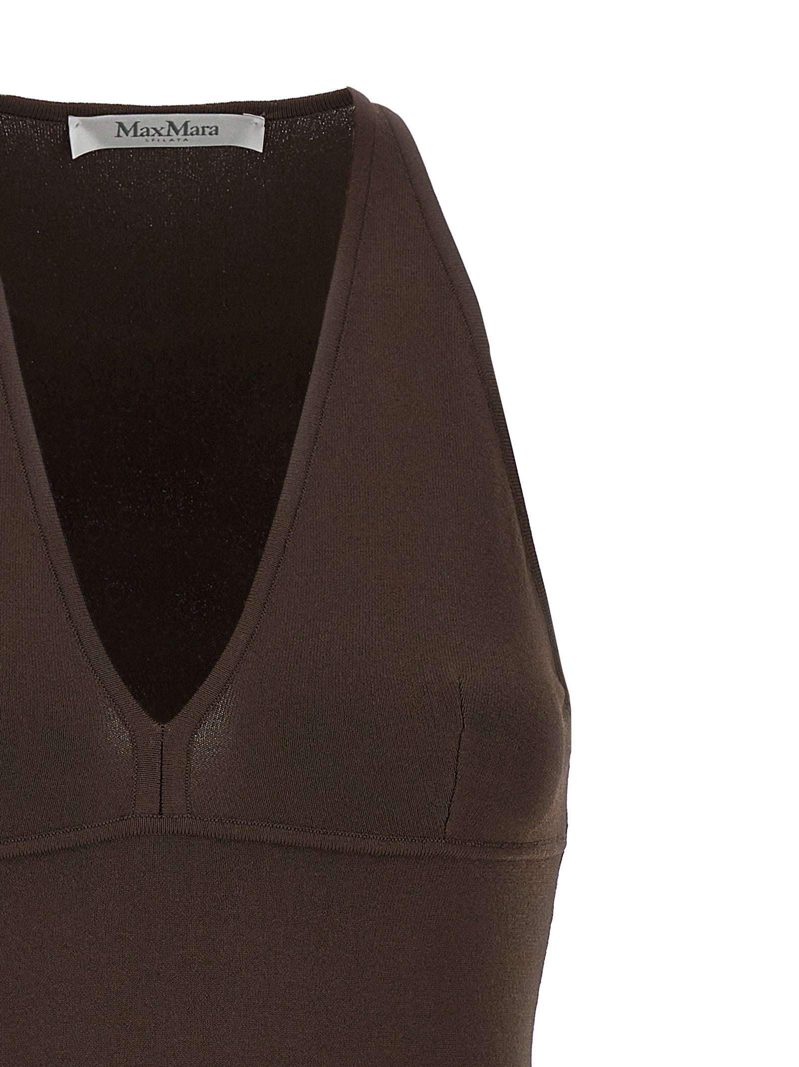 Max Mara Brown Viscose Sleeveles T-Shirt