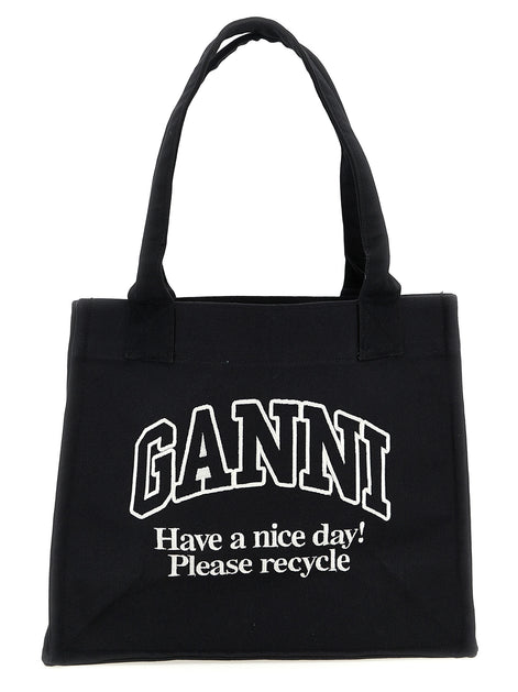 Ganni Bicolor Recycled Cotton Tote Bag