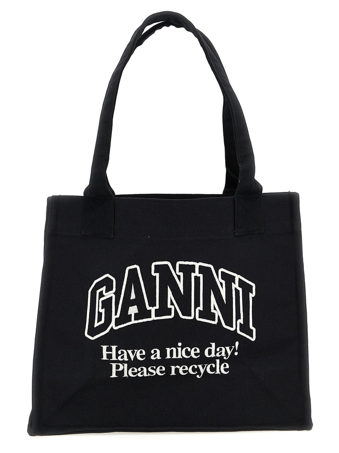Ganni Bicolor Recycled Cotton Tote Bag