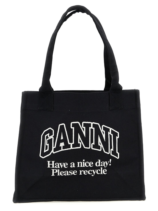 Ganni Bicolor Recycled Cotton Tote Bag
