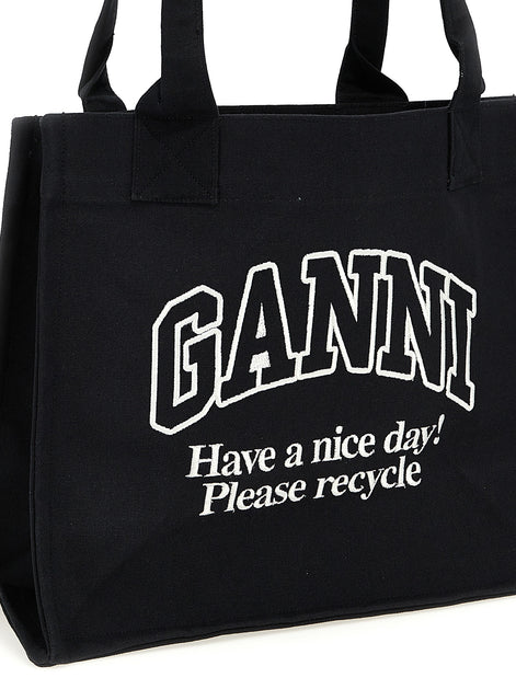 Ganni Bicolor Recycled Cotton Tote Bag