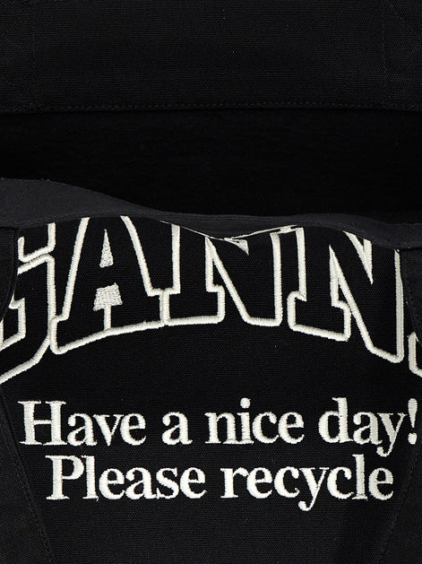 Ganni Bicolor Recycled Cotton Tote Bag
