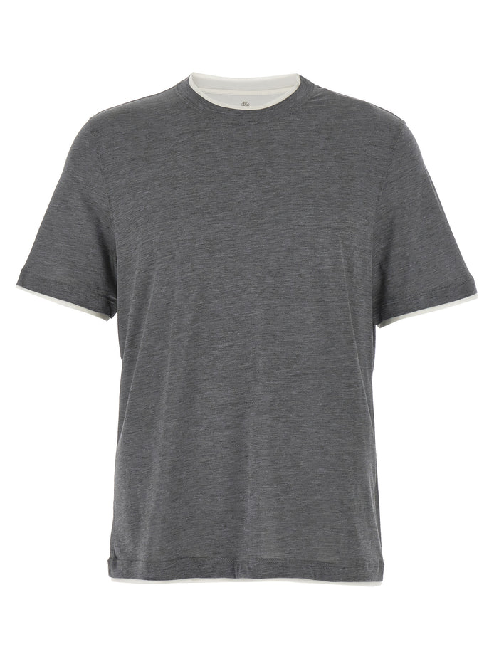 Brunello Cucinelli Gray Silk T-Shirt