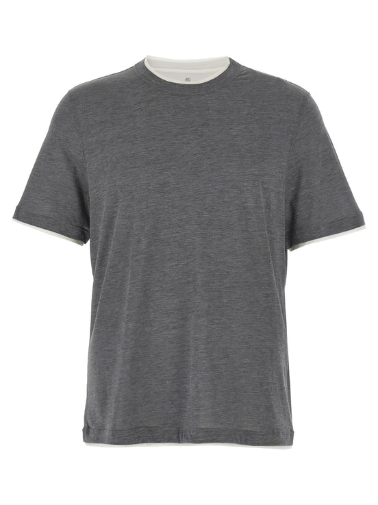 Brunello Cucinelli Gray Silk T-Shirt