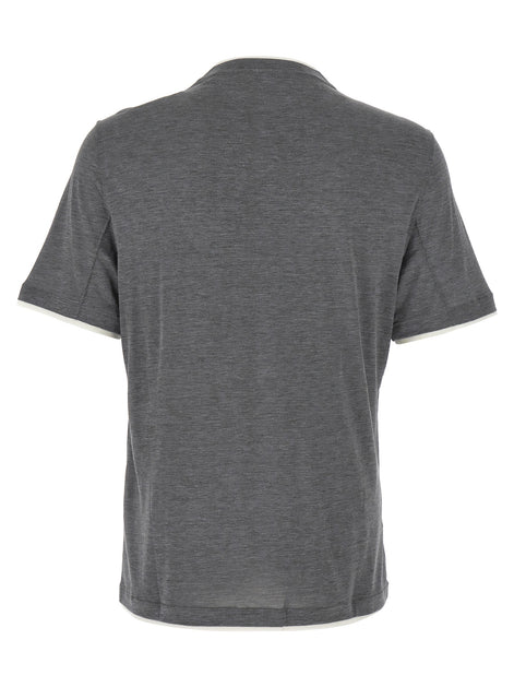 Brunello Cucinelli Gray Silk T-Shirt
