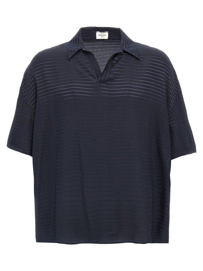 Saint Laurent Blue Silk Polo Shirt