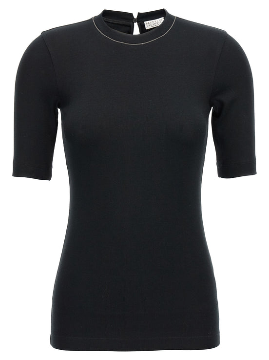 Brunello Cucinelli Black Cotton T-Shirt