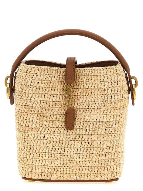 Saint Laurent Beige Raffia Crossbody Bag