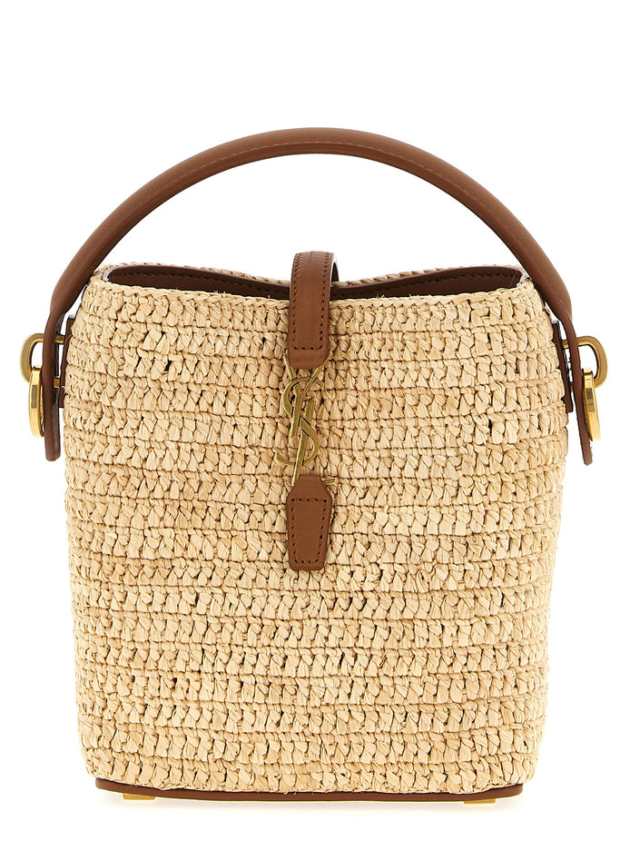 Saint Laurent Beige Raffia Crossbody Bag