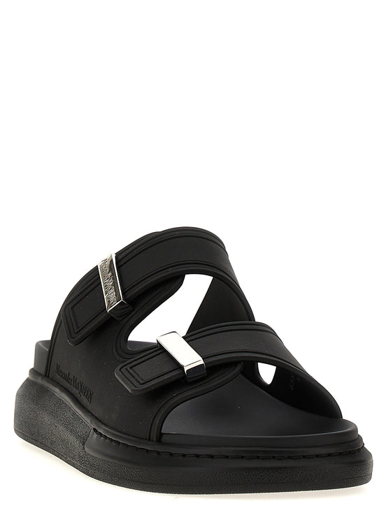 Alexander McQueen Black Rubber Slides