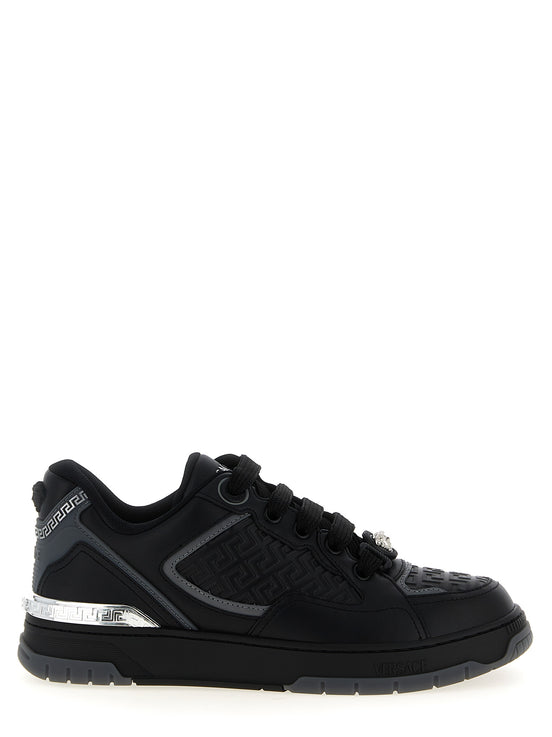 Versace Black Calfskin Athletic Sneakers