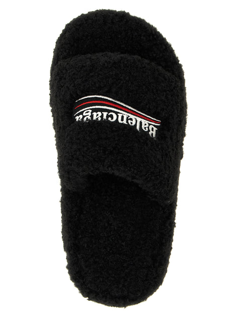 Balenciaga Black Polyester Slides