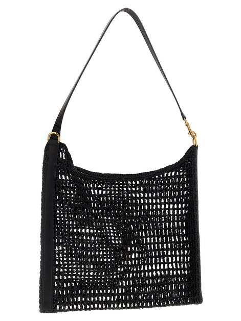 Saint Laurent Black Raffia Shoulder Bag