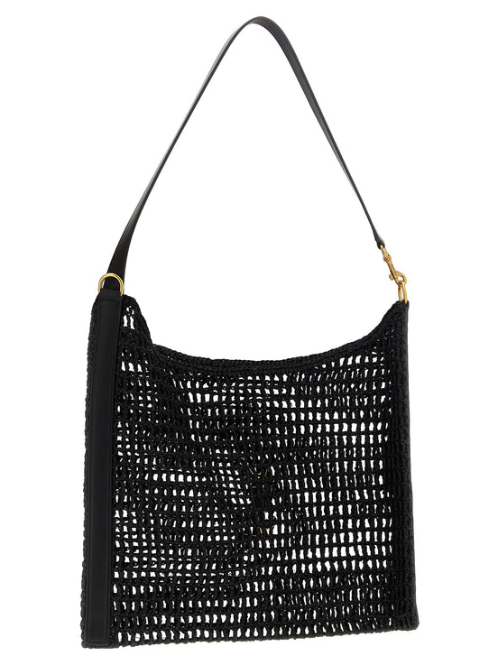 Saint Laurent Oxalis Black Raffia Shoulder Bag