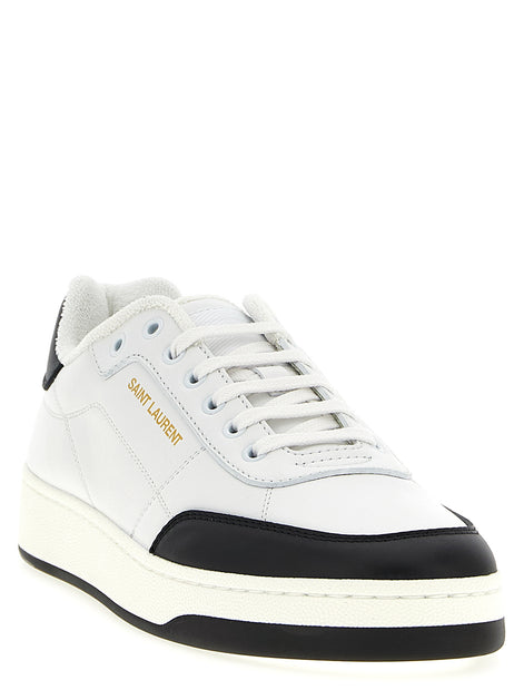 Saint Laurent Bicolor Calfskin Low Top Sneakers