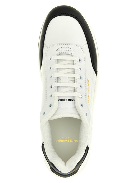 Saint Laurent Bicolor Calfskin Low Top Sneakers