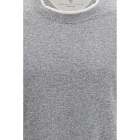 Brunello Cucinelli Gray Cotton T-Shirt
