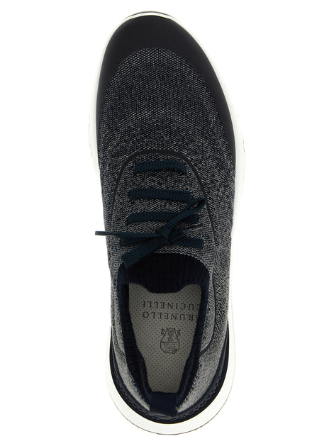 Brunello Cucinelli Blue Cotton Athletic Sneakers