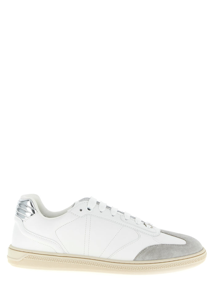 Versace White Calfskin Low Top Sneakers