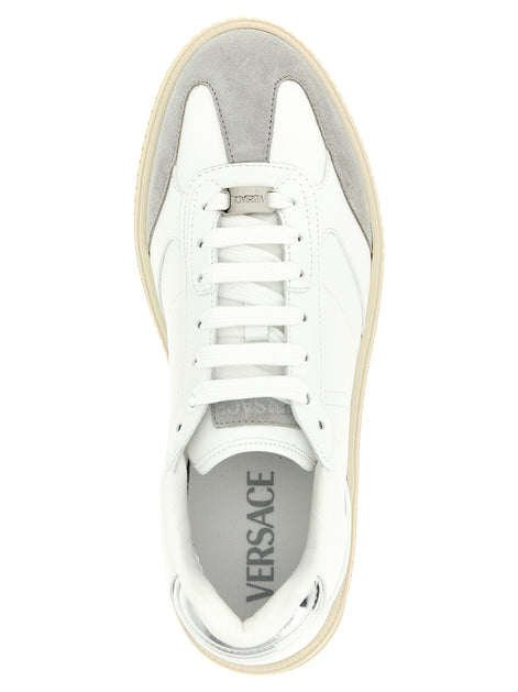 Versace White Calfskin Low Top Sneakers