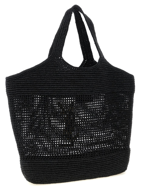 Saint Laurent Black Raffia Tote Bag