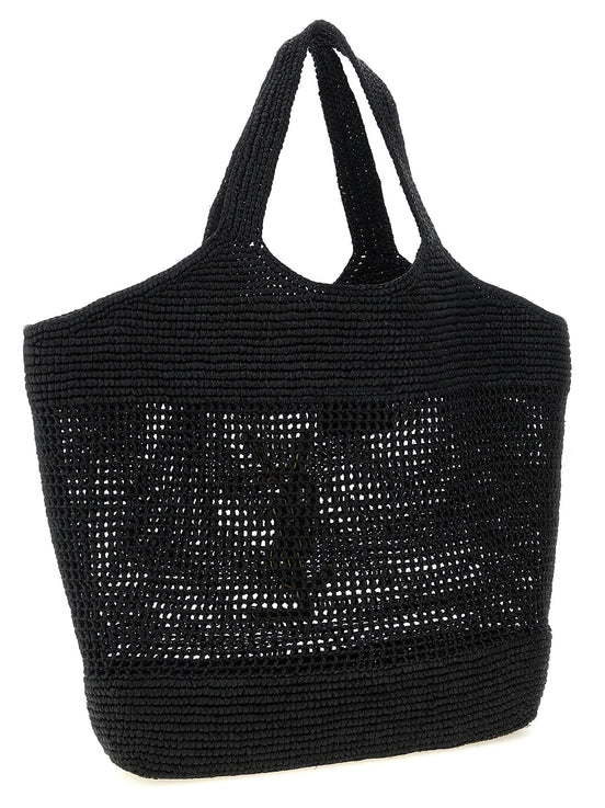 Saint Laurent Icare Black Raffia Tote Bag