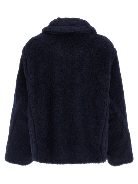 Max Mara Blue Alpaca Leather Coat
