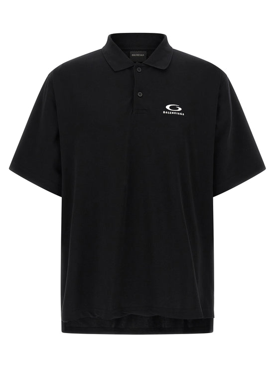 Balenciaga Black Cotton Polo Shirt