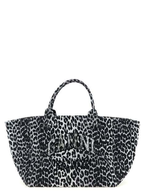 Ganni Gray Recycled Cotton Tote Bag