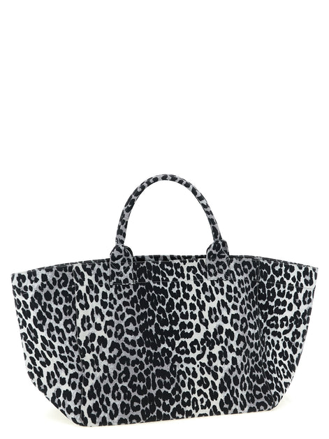 Ganni Gray Recycled Cotton Tote Bag