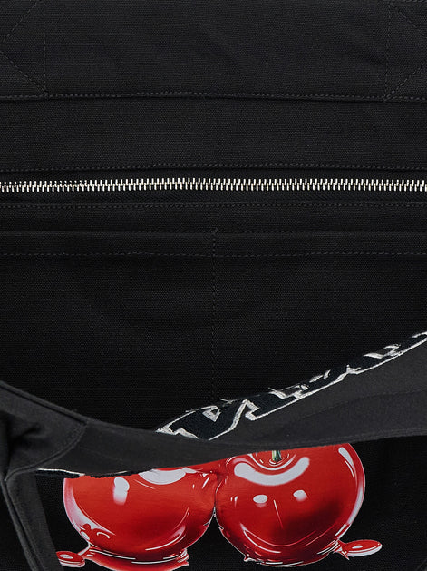 Ganni Black Recycled Cotton Tote Bag