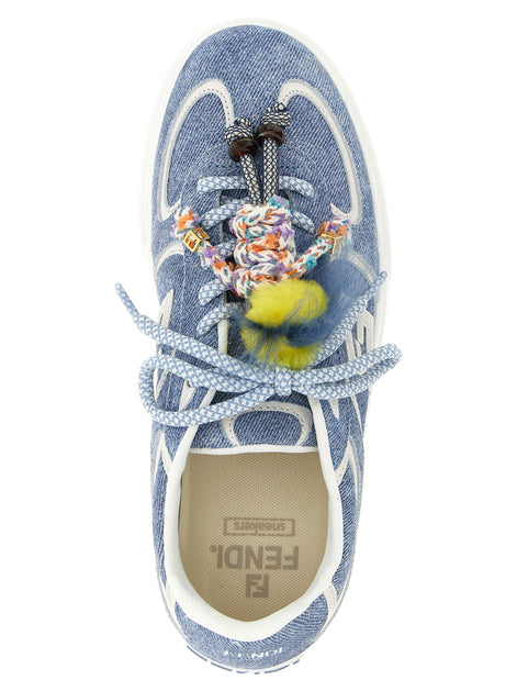 Fendi Blue Calfskin Platform Sneakers