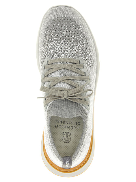 Brunello Cucinelli Gray Cotton Athletic Sneakers
