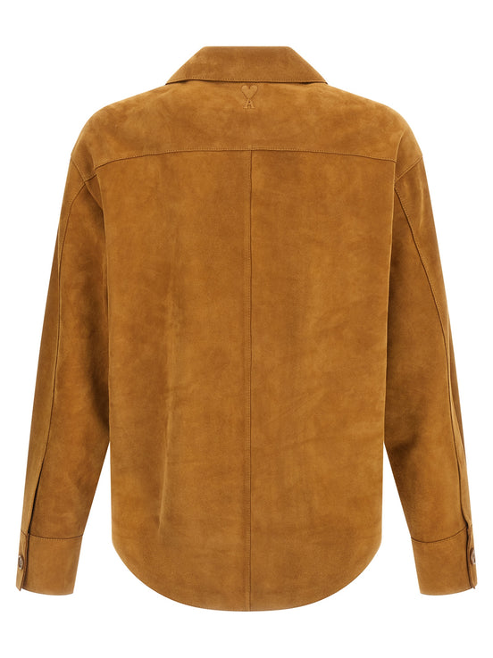Ami Paris Brown Lamb Leather Leather Jacket