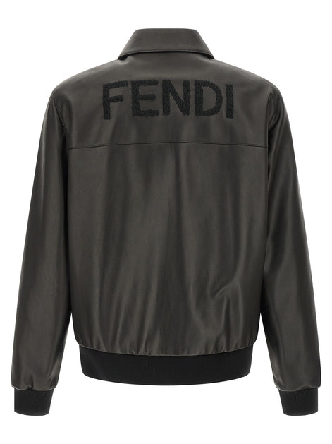 Fendi Black Lamb Leather Leather Jacket