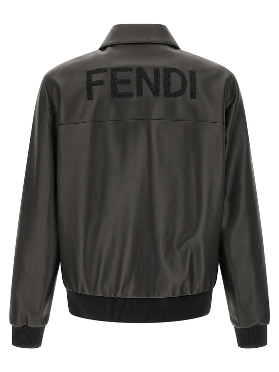 Fendi Black Lamb Leather Leather Jacket