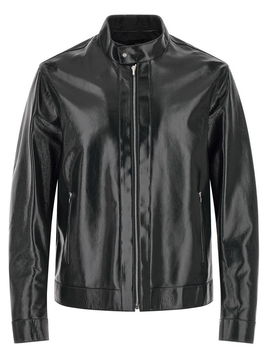 Fendi Blue Lamb Leather Leather Jacket