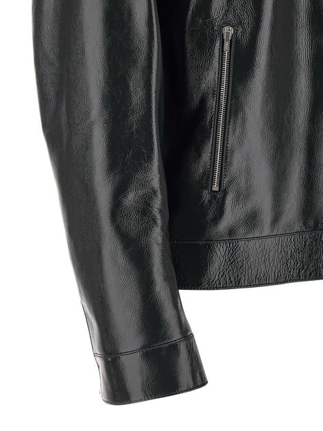 Fendi Blue Lamb Leather Leather Jacket