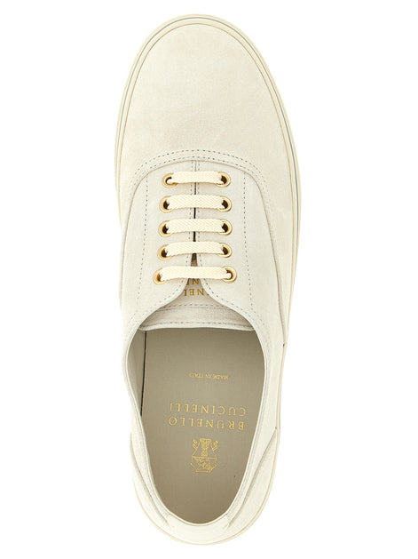 Brunello Cucinelli Beige Calfskin Low Top Sneakers