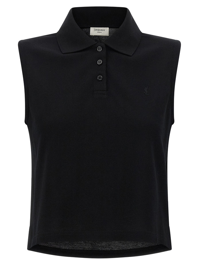 Saint Laurent Black Cotton Polo Shirt